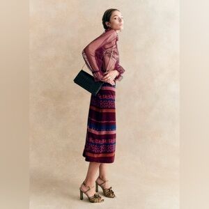 Sezane Melio Skirt Stripes Velvet - Solidarity Creation - Size 4